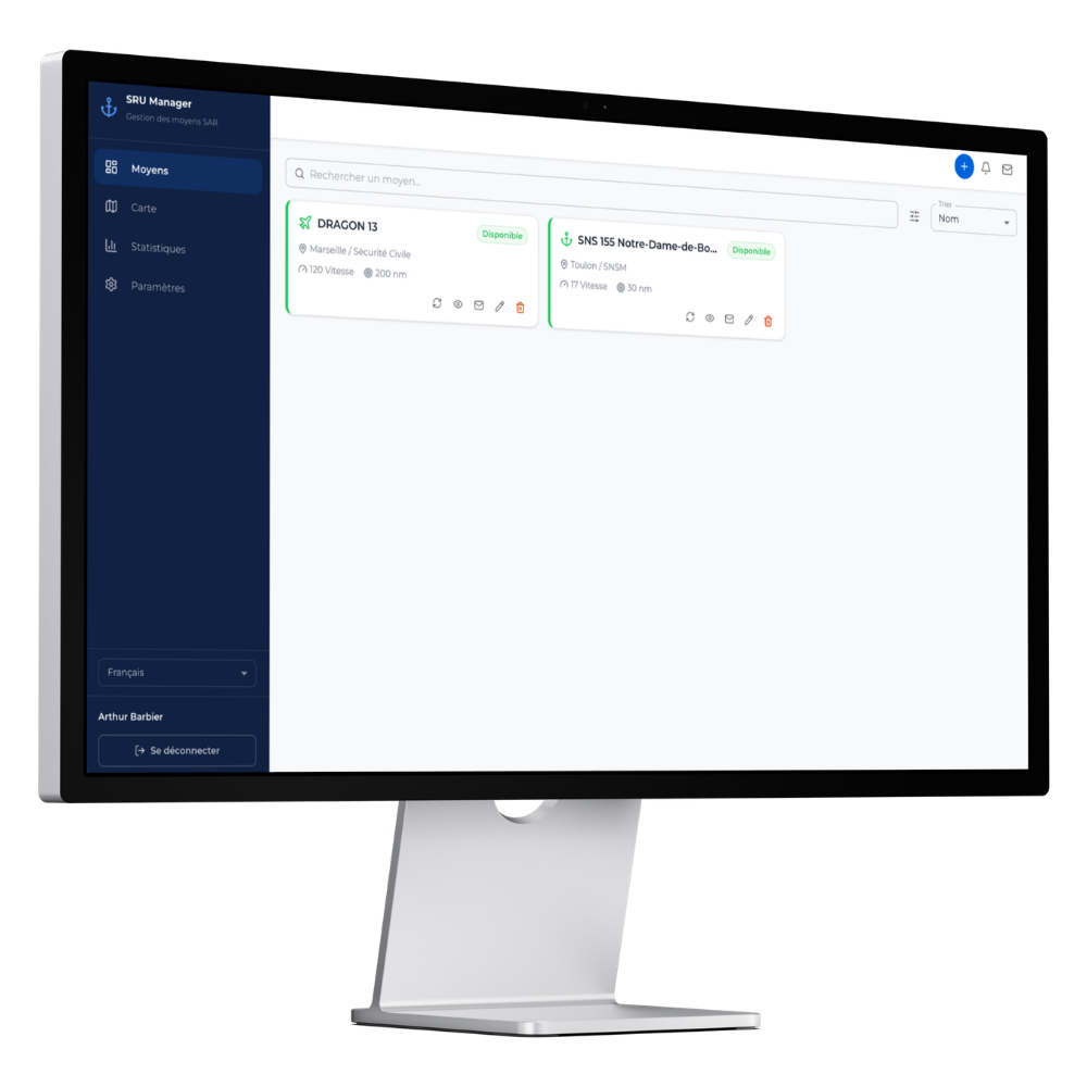 SRU MANAGER interface mockup